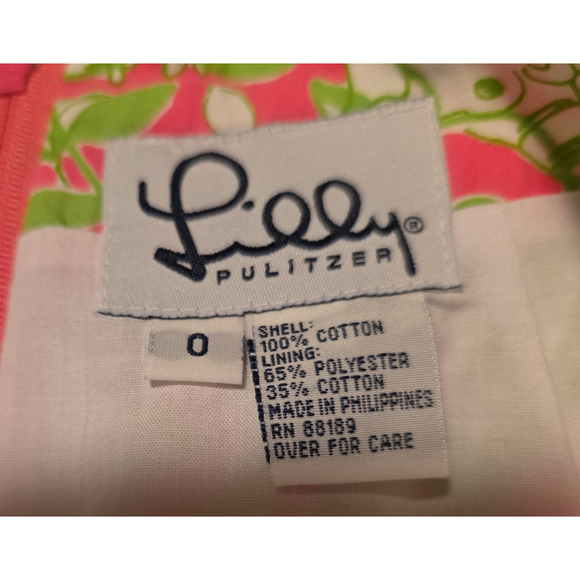 LILLY PULITZER VINTAGE ELEPHANT GIRAFFE PINK GREEN PENCIL SKIRT LINED SIZE 0 - Picture 5 of 8